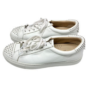 J/SLIDES J Slides Lulu White Leather Silver Stud Sneakers Size 8